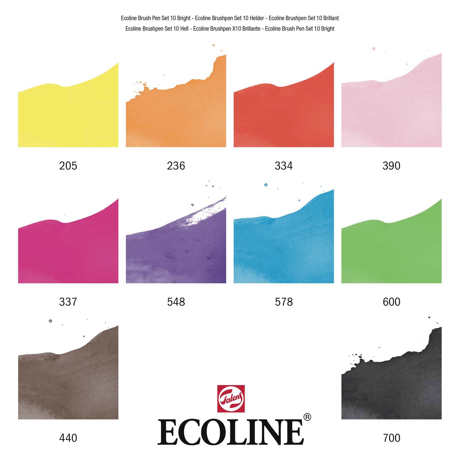 Bruynzeel Ecoline Pinselstift Set klar, 10 Farben