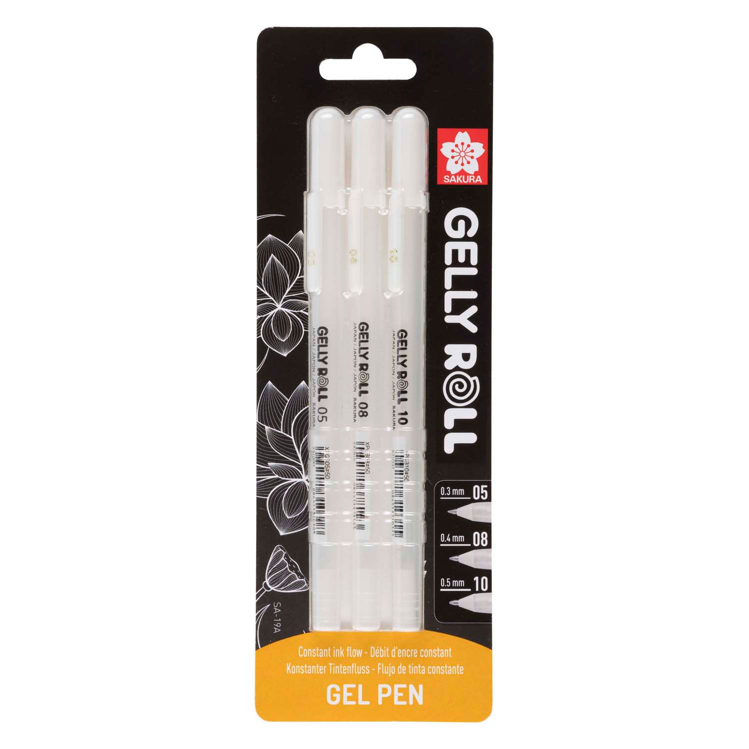 Sakura Blisterkarte Gelly Roll 05, 08, 10 Weiß, 3 Stück