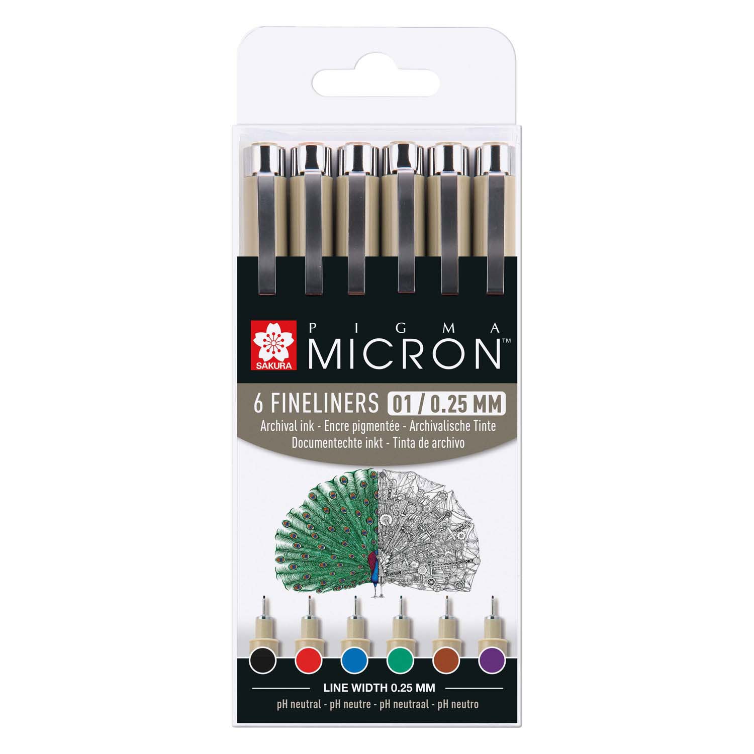 Sakura Pigma Micron 01 Beutel mit 6 Grundfarben