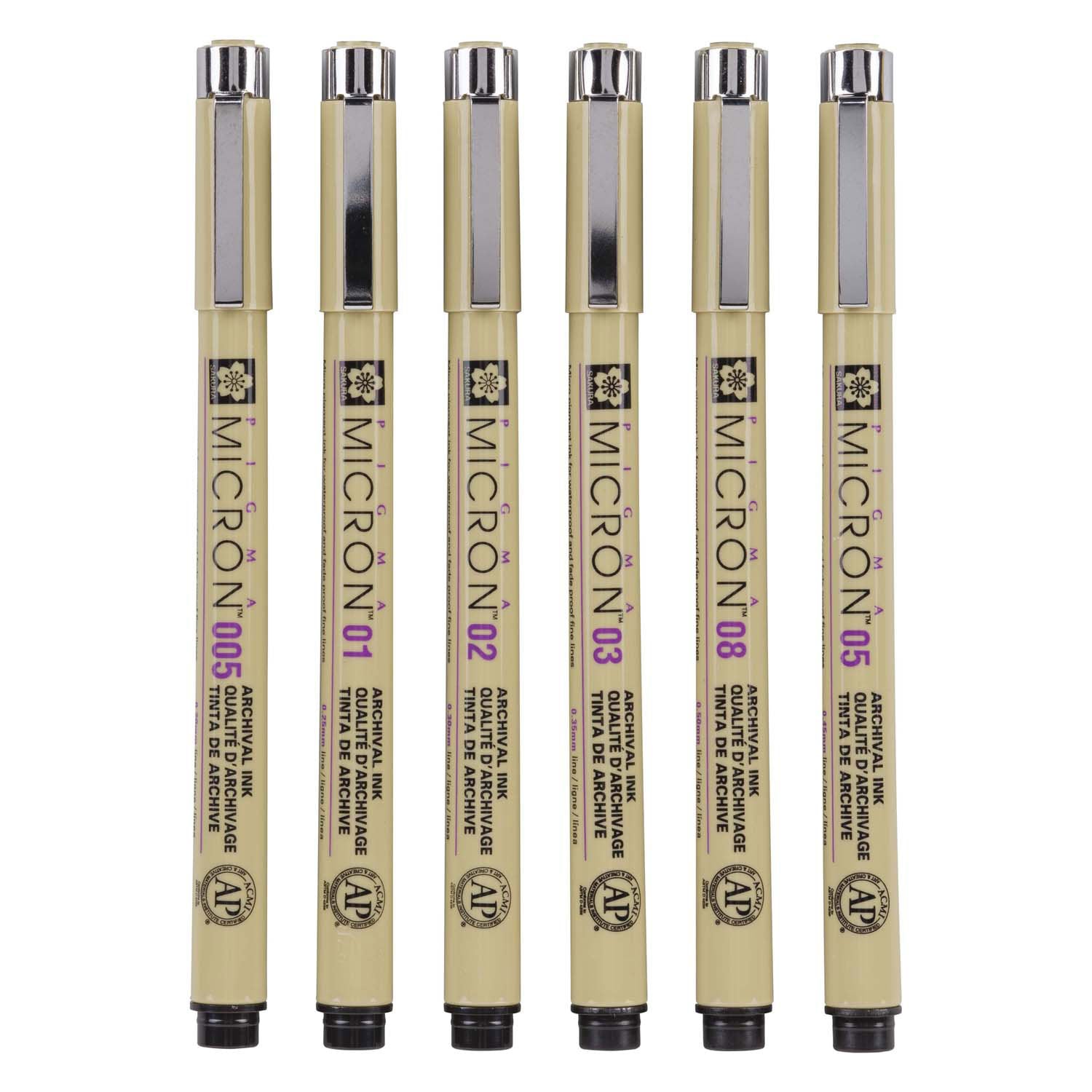 Sakura Pigma Micron 01 Beutel mit 6 Grundfarben