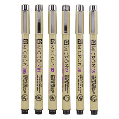 Sakura Pigma Micron 01 Beutel mit 6 Grundfarben