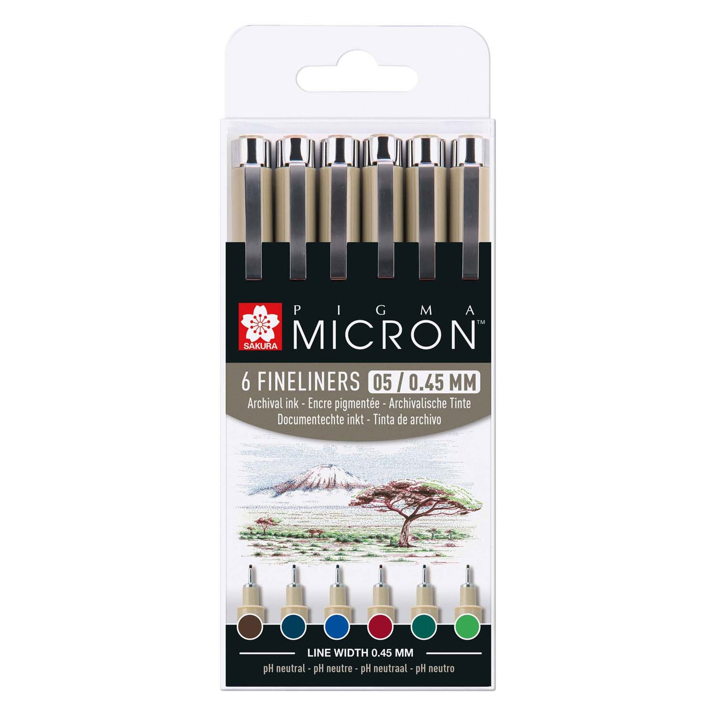 Sakura Pigma Micron 05 Beutel mit 6 Erdfarben