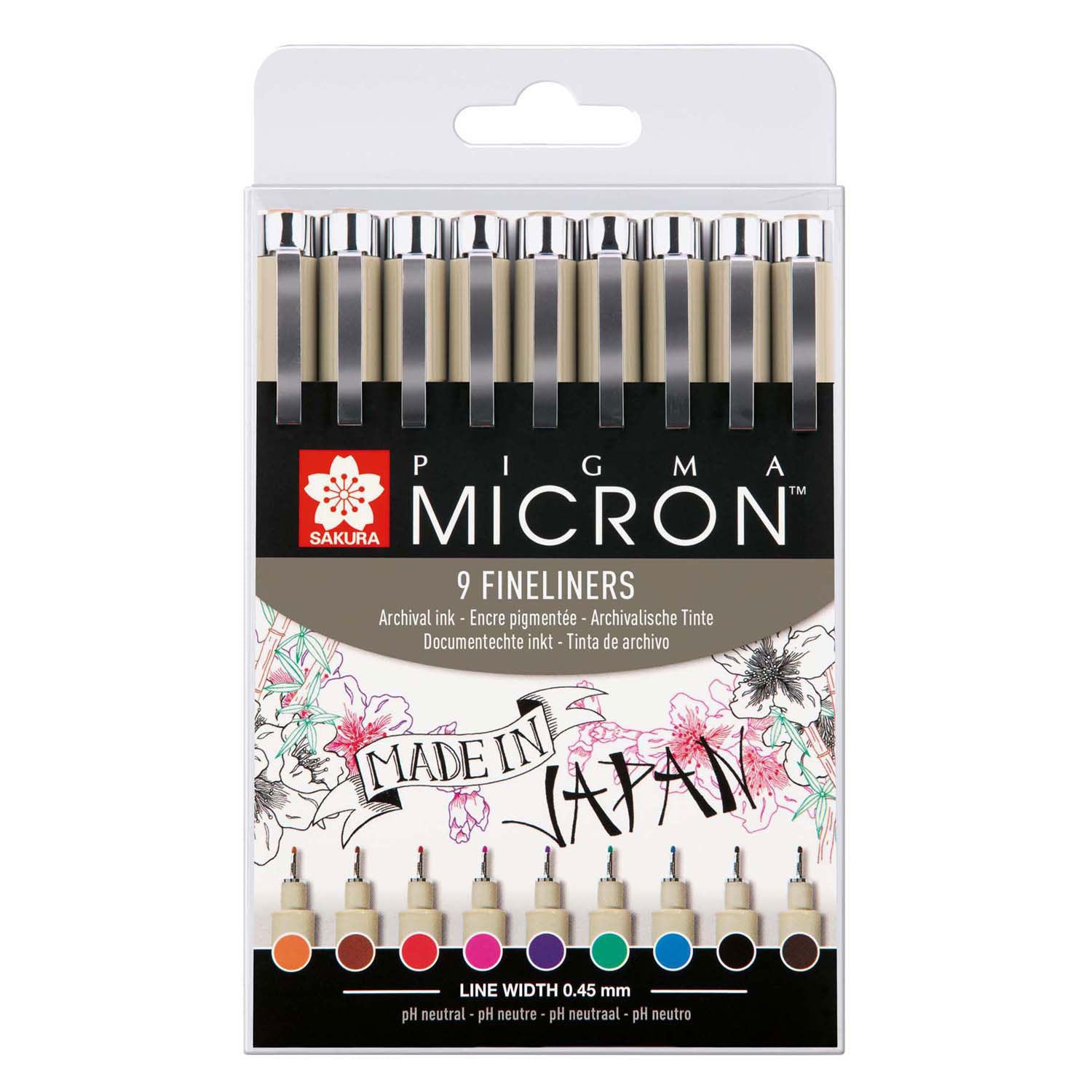 Sakura Pigma Micron 05 Tasche mit 9 Farben