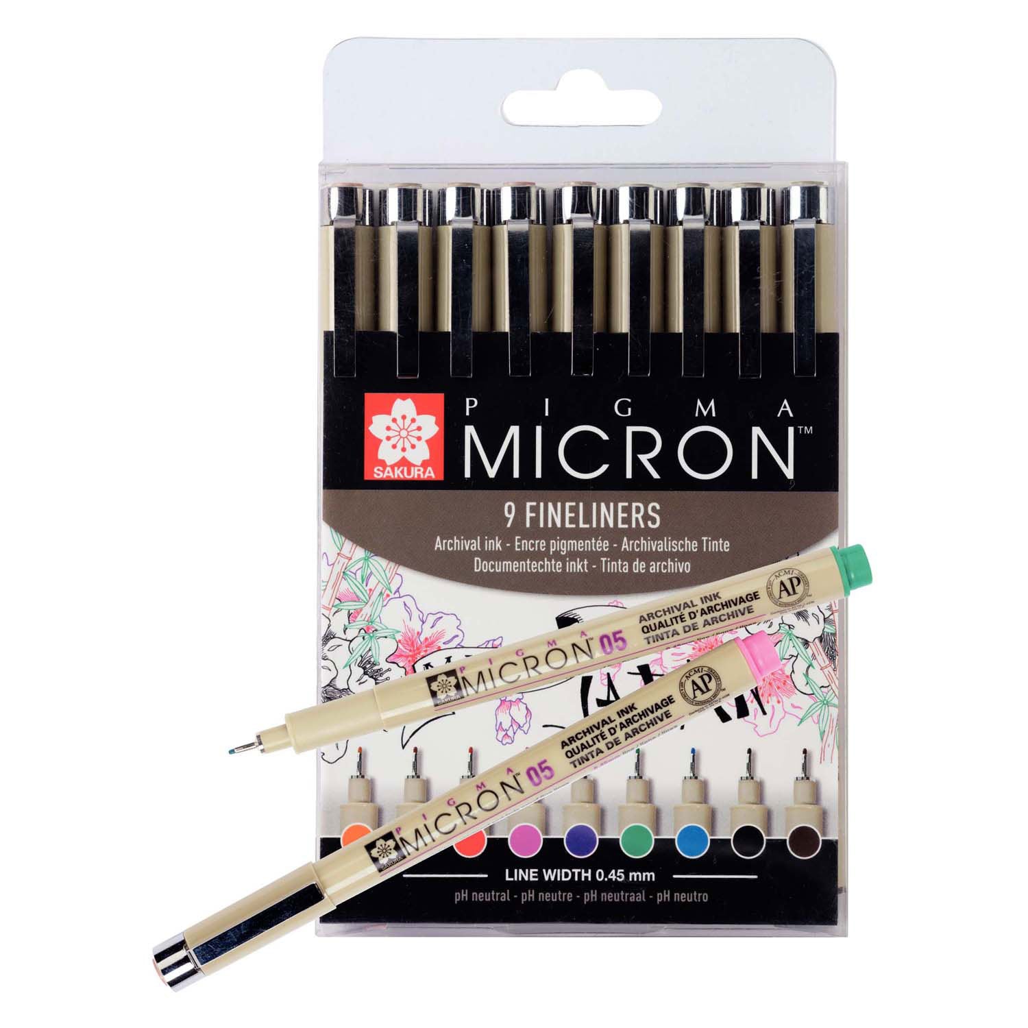 Sakura Pigma Micron 05 Tasche mit 9 Farben