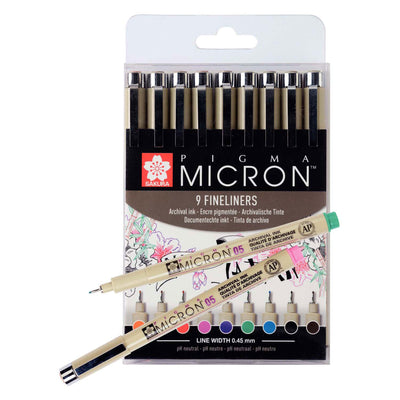 Sakura Pigma Micron 05 Tasche mit 9 Farben