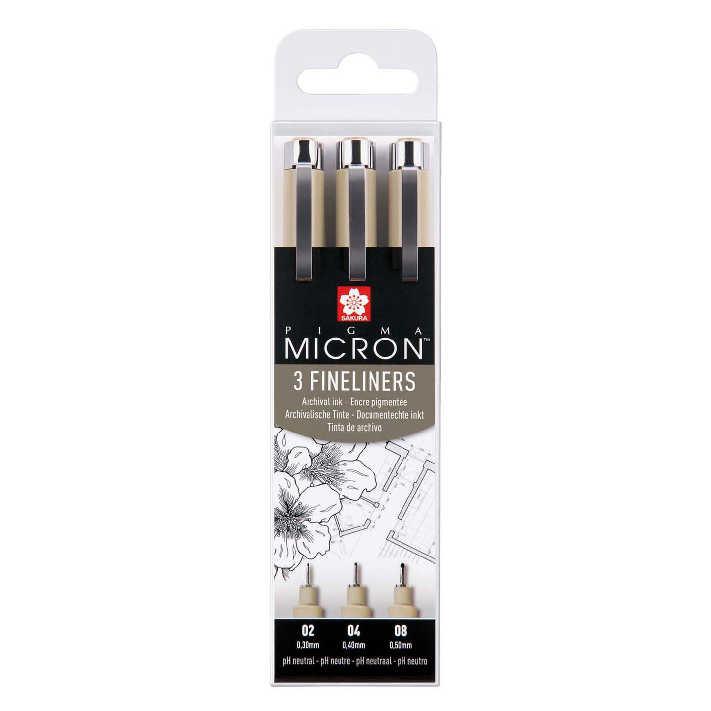 Sakura Pigma Micron Endui 3 Fineliners Schwarz 02-04-08