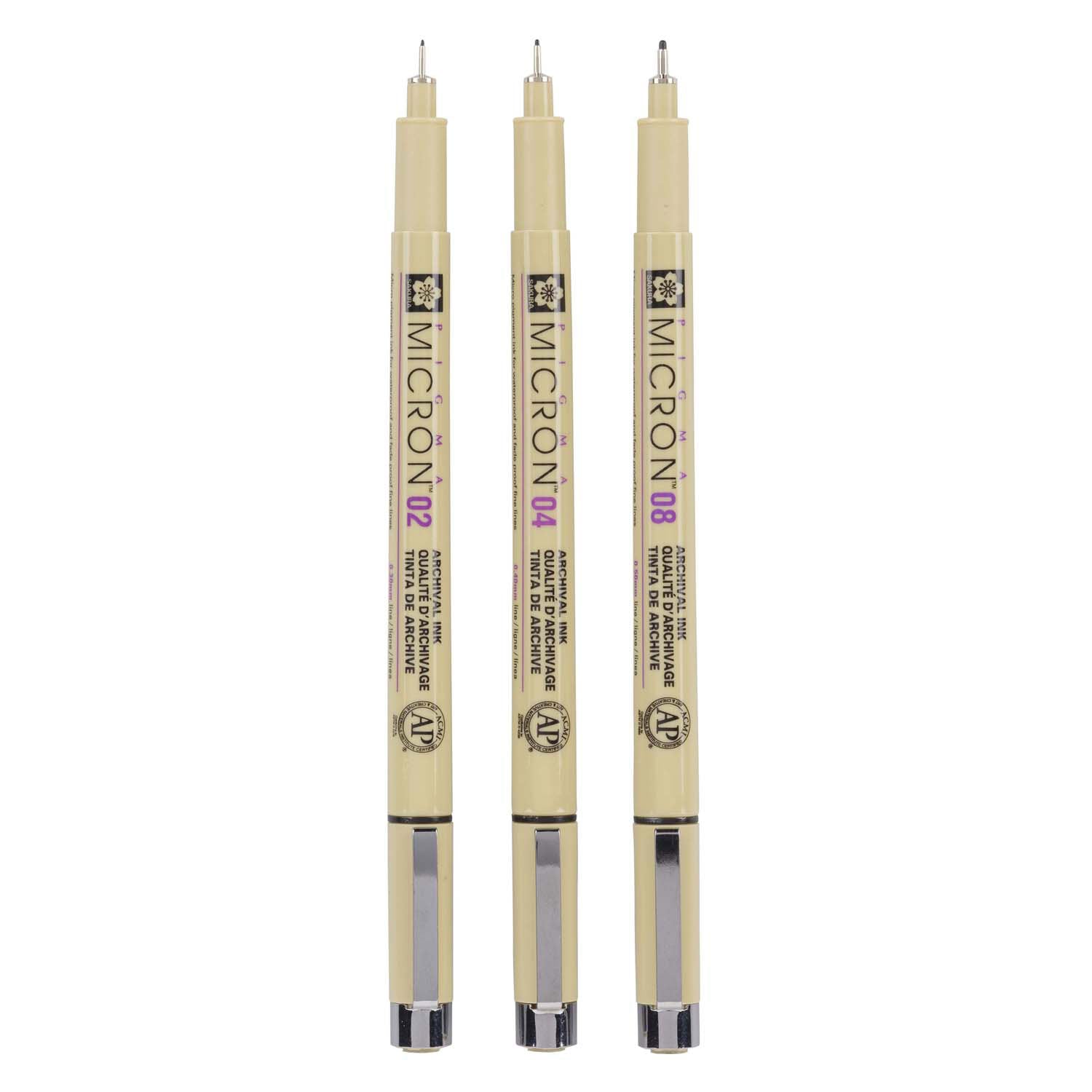 Sakura Pigma Micron Endui 3 Fineliners Schwarz 02-04-08