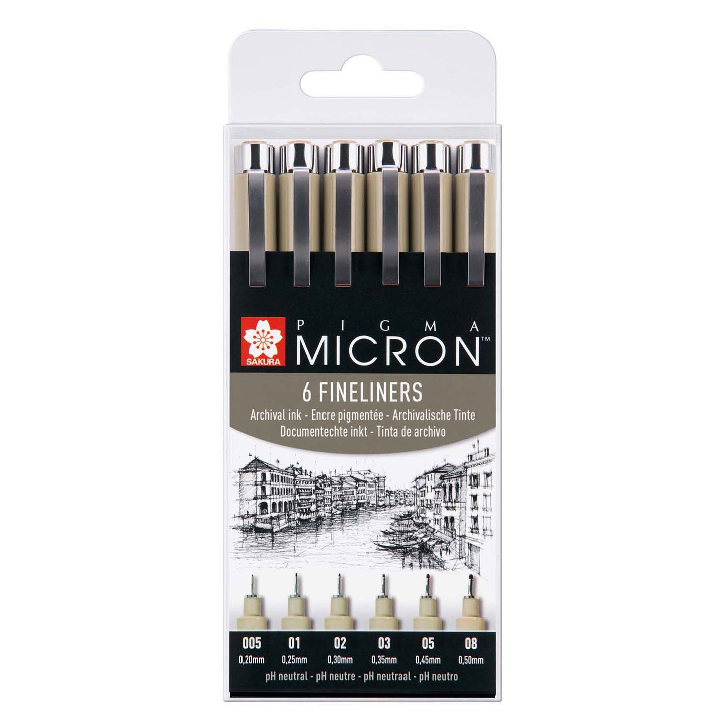Sakura Pigma Micron Beutel 6 Fineliner Schwarz