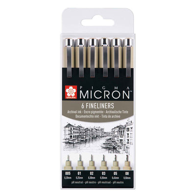 Sakura Pigma Micron Beutel 6 Fineliner Schwarz