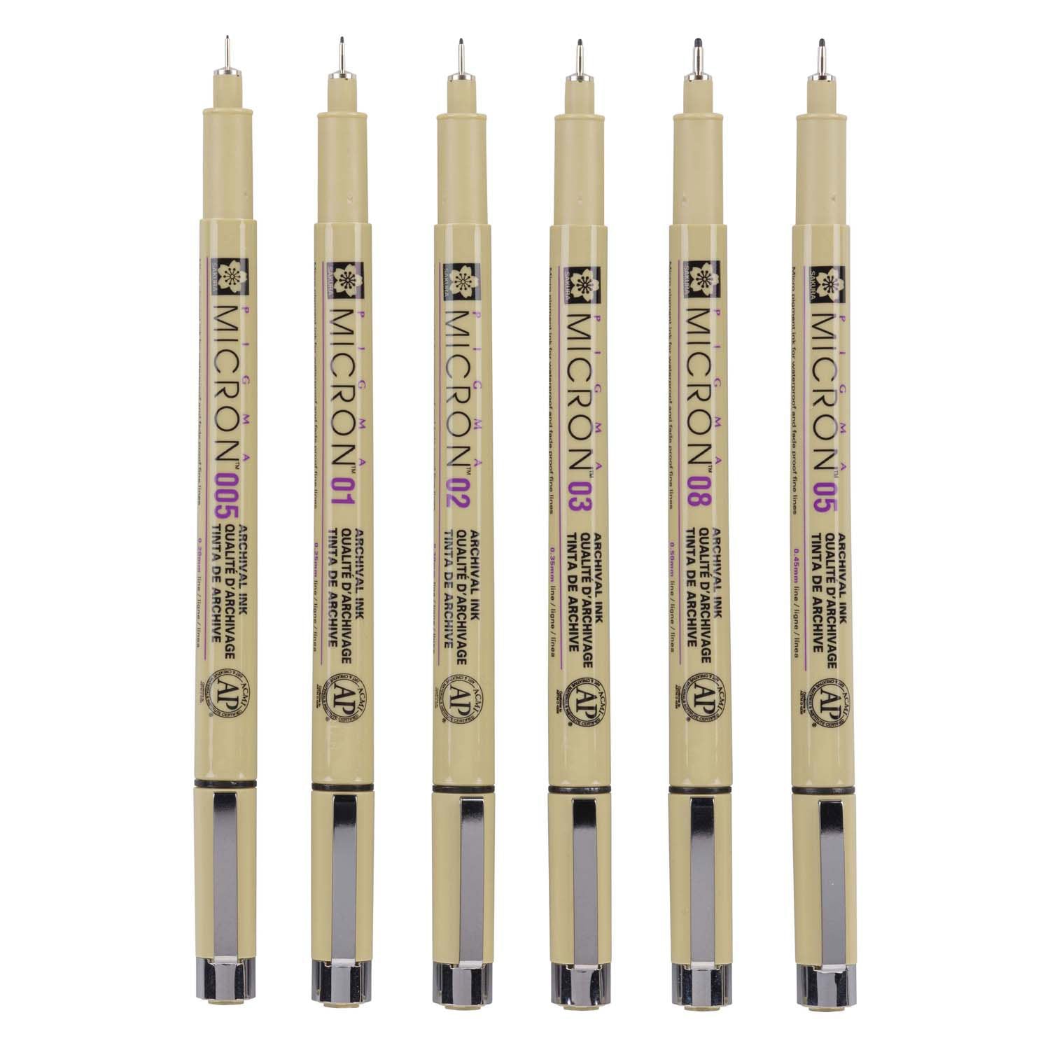 Sakura Pigma Micron Beutel 6 Fineliner Schwarz