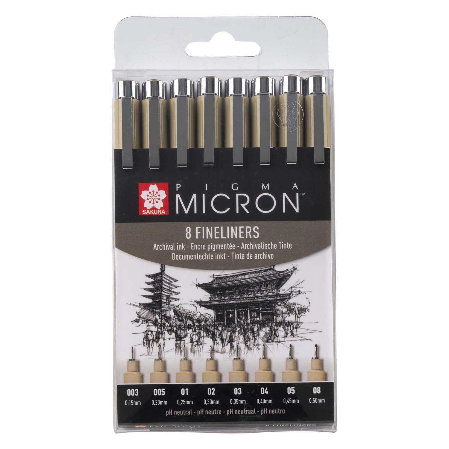 Sakura Pigma Micron Beutel 8 Fineliner Schwarz