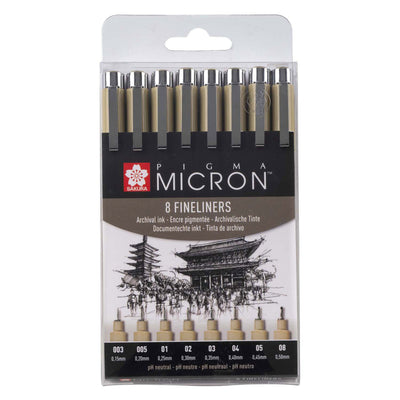 Sakura Pigma Micron Beutel 8 Fineliner Schwarz
