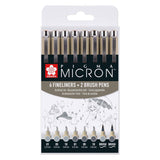 Sakura Pigma Micron Fineliner Set 8 Stift. (hell) Kühlung grau - afbeelding 2