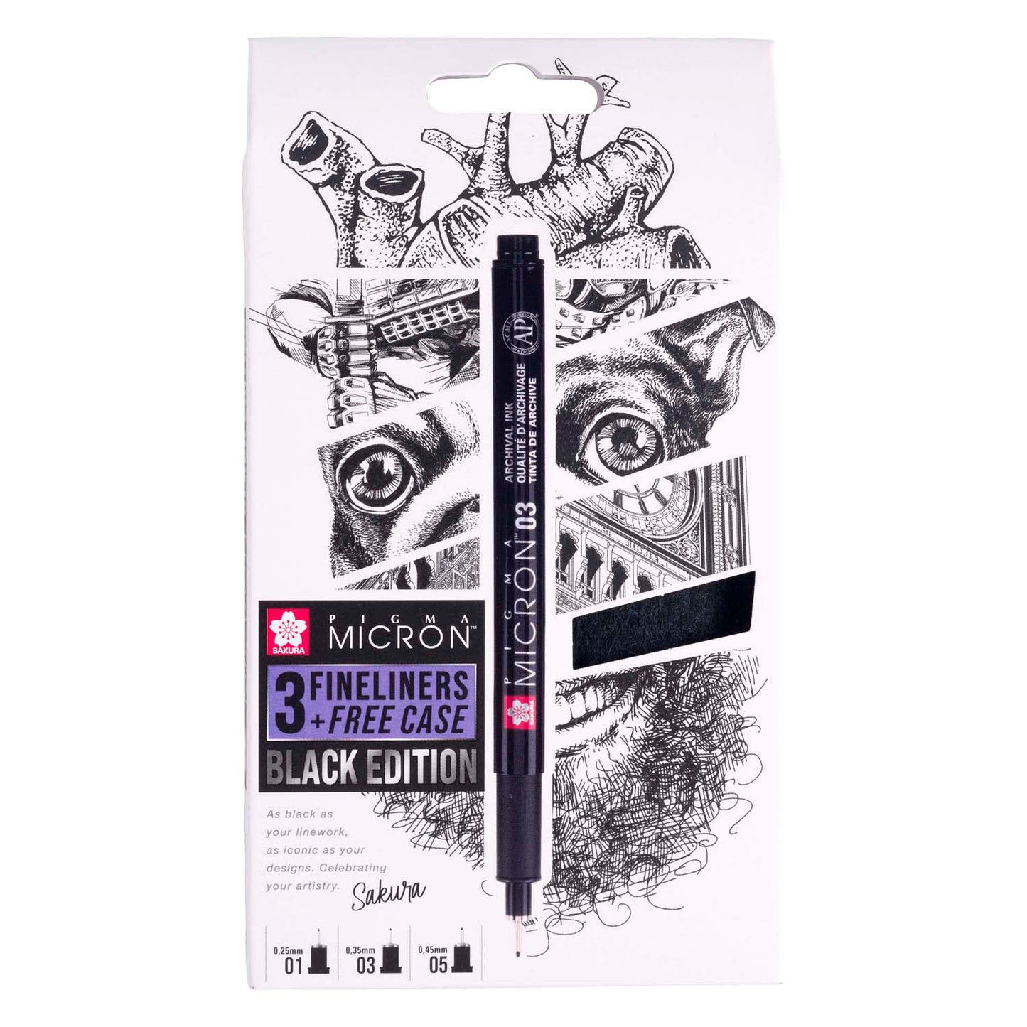 Sakura Pigma Micron Black Edition Set und kostenlose Pole, 3st