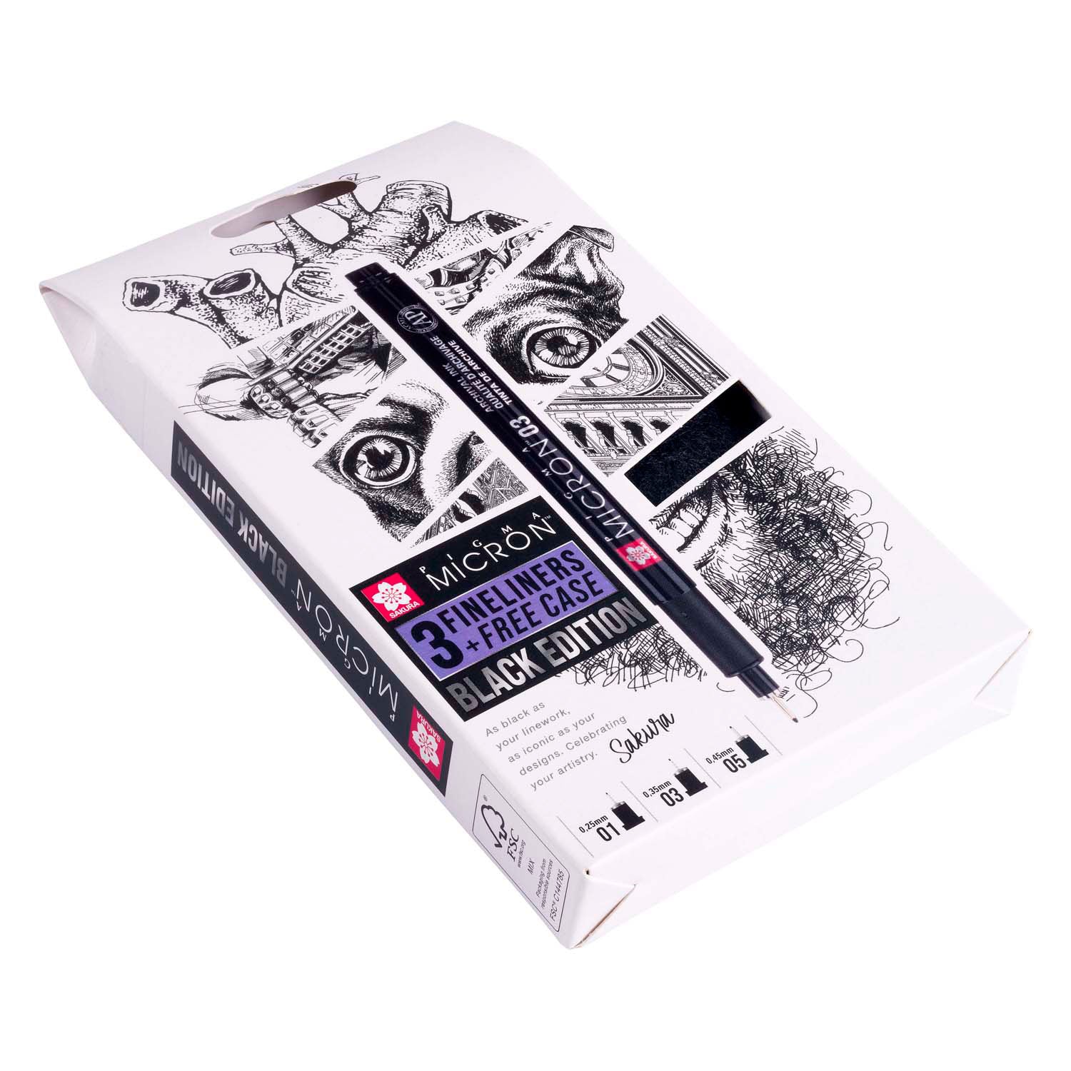 Sakura Pigma Micron Black Edition Set und kostenlose Pole, 3st