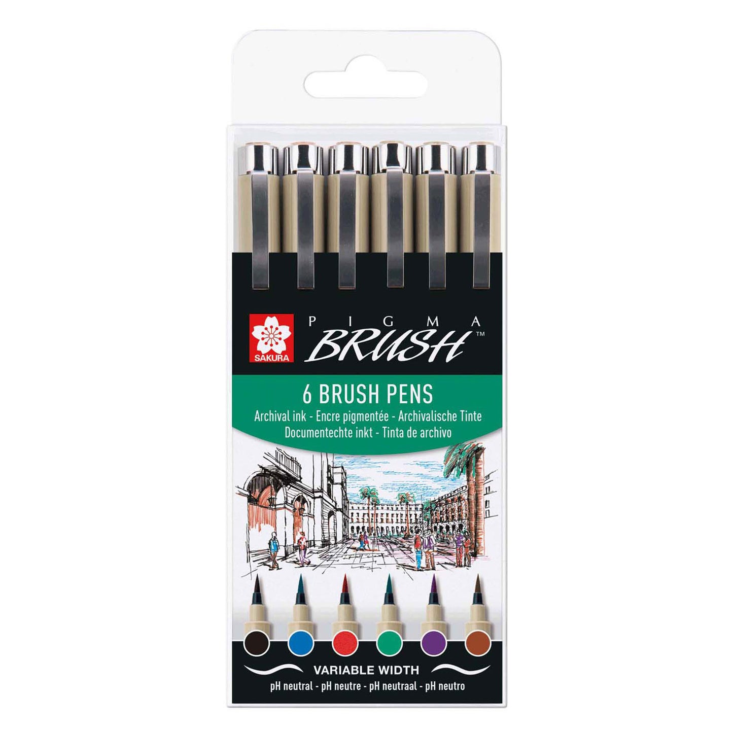 Sakura Pigma Pinsel-Set-Hülle 6 Grundfarben