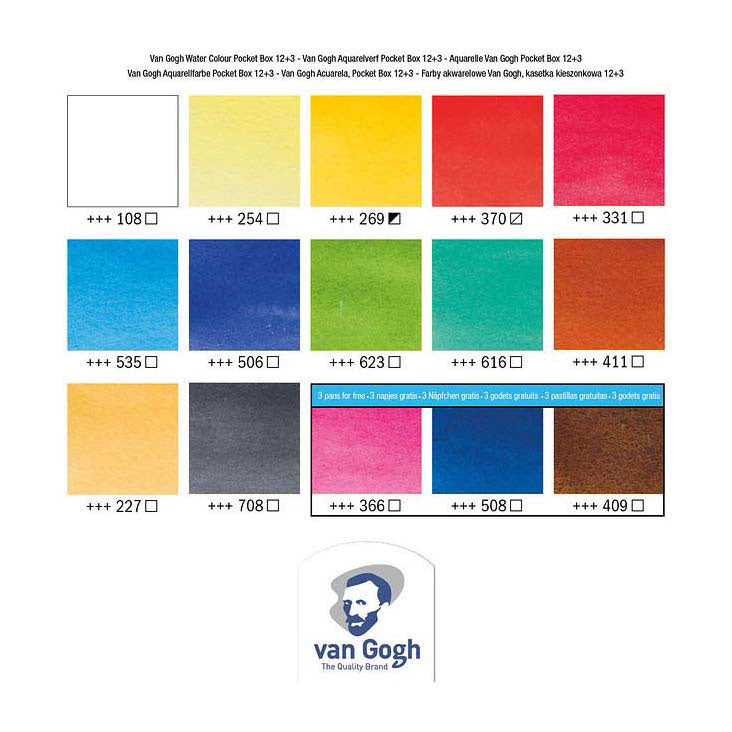 Van Gogh Aquarel Paint Pocket Box Grundfarben