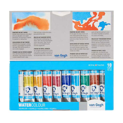 Van Gogh Aquarel Lackeset mit 10 Farben in Röhren von 10 ml