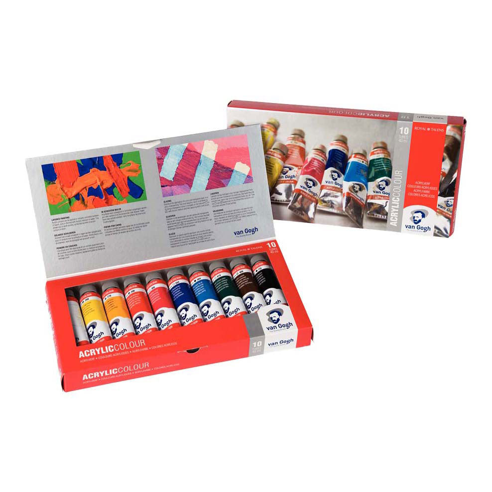 Van Gogh Acrylfarbe Basis -Set mit 10 Farben in Röhren von 40 ml