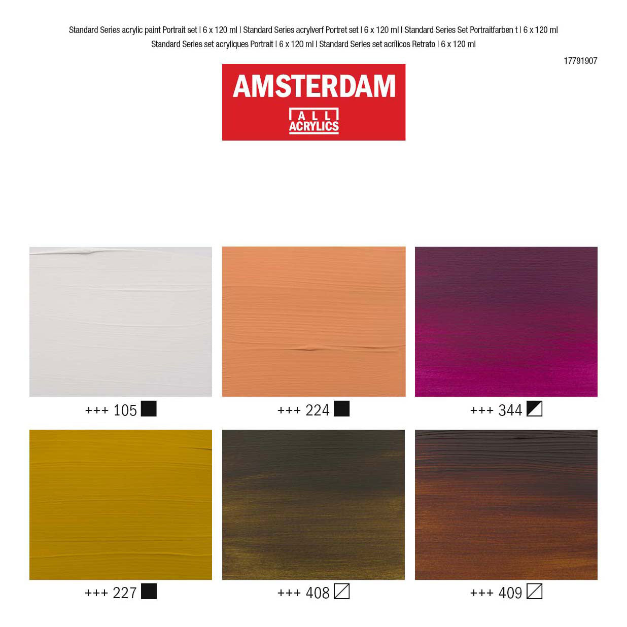 Bruynzeel Amsterdam Standard-Serie Acrylfarben-Portrait-Set 120 ml, 6-tlg.
