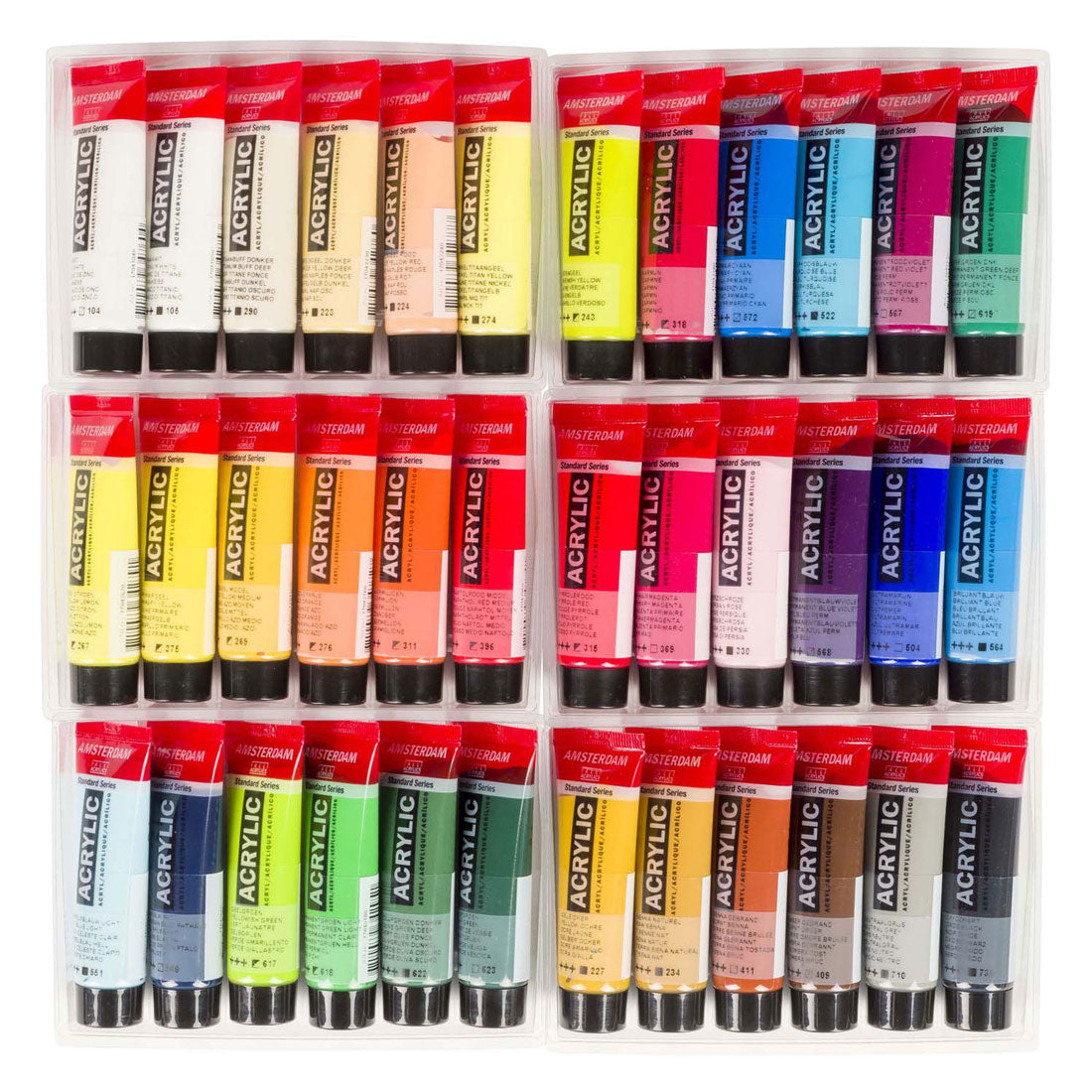 Bruynzeel Amsterdam Standard-Serie, allgemeines Auswahlset für Acrylfarben, 20 ml, 36 Stück.