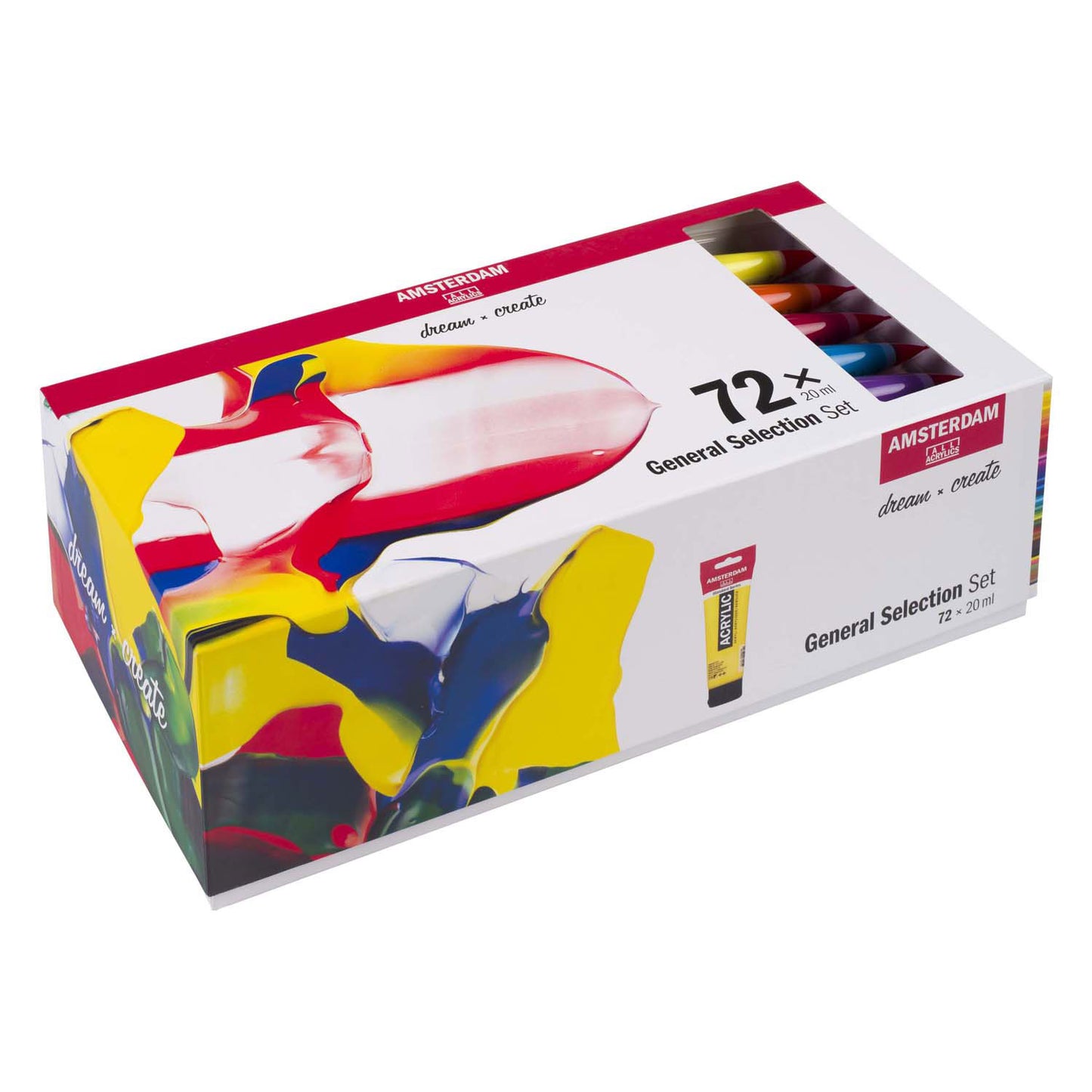 Bruynzeel Amsterdam Standard-Serie, allgemeines Auswahlset für Acrylfarben, 20 ml, 72 Stück.