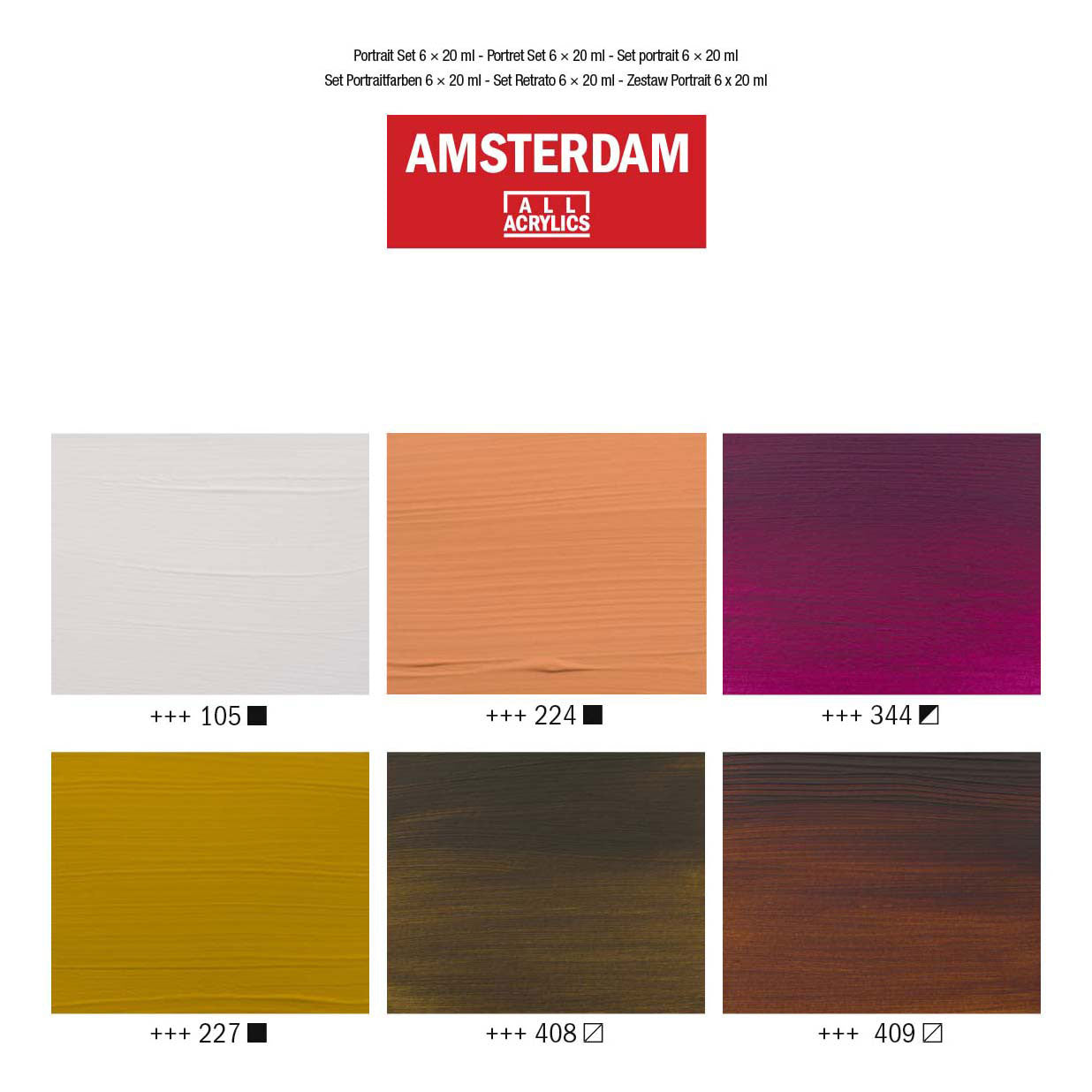Bruynzeel Amsterdam Standard-Serie Acrylfarben-Portrait-Set 20 ml, 6-tlg.