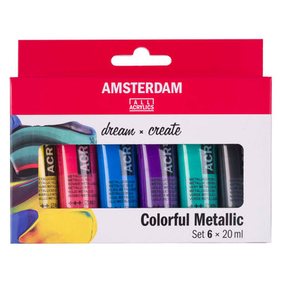 Bruynzeel Amsterdam Standard-Serie Acrylfarbe bunt metallic Set 20ml, 6-tlg.