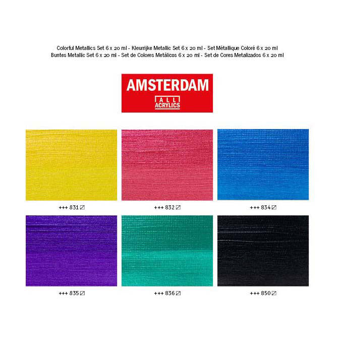Bruynzeel Amsterdam Standard-Serie Acrylfarbe bunt metallic Set 20ml, 6-tlg.