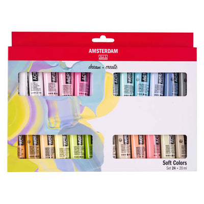 Bruynzeel Amsterdam Standard-Serie Acrylfarbe, weiche Farben, Set 20 ml, 24-tlg.