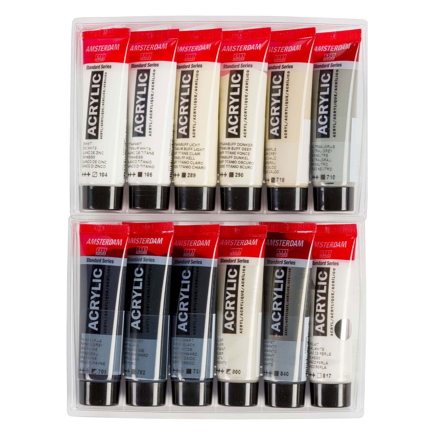 Bruynzeel Amsterdam Standard Series Acrylfarbe grau Set 20 ml, 12 Stk.