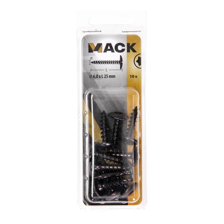 Mack 1069147 - Lukenschraube schwarz 6,0 x 25 mm 10 Stück | 5 Stück