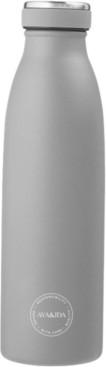 Aya ida - Trinkflasche - Thermoskanne - Wasserflasche - 500ml - Hellgrau