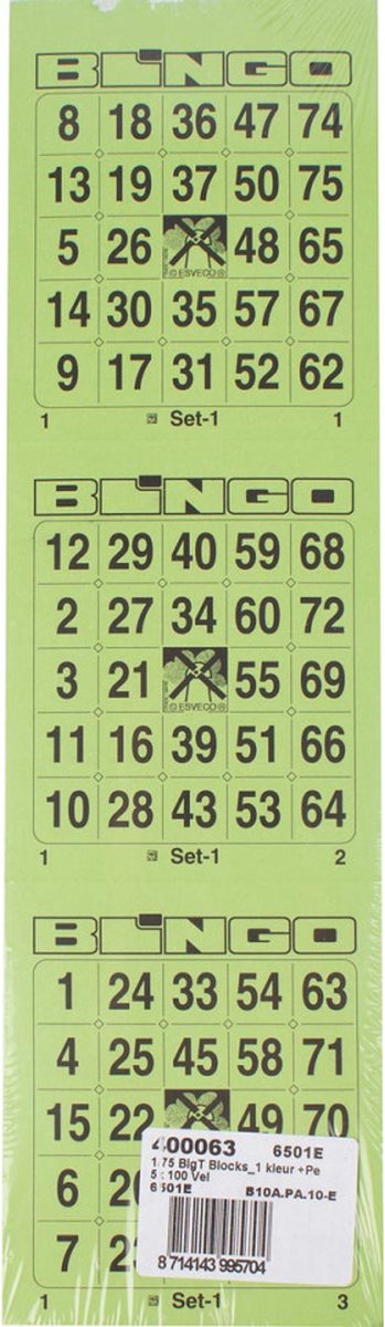 Bingokarten ohne Markenzeichen, 3 Karten pro Blatt, Packung mit 5 x 100 Blatt