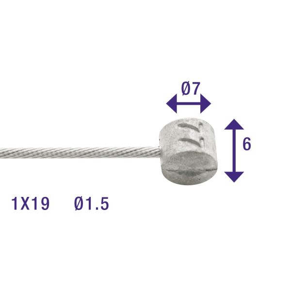 Bremsseilzug Elvedes 2250mm Edelstahl Slick ø1.5mm T-Nippel (auf Karte)