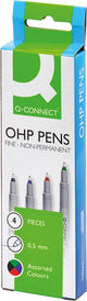 Q-Connect Ohp Marker, nicht permanent, fein, Set mit 4 Stück in verschiedenen Farben