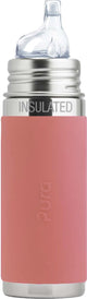 Pura Thermos-Trinkflasche 260 ml – Thermoskanne – Thermoskanne – plastikfrei – mit Isolationswand – inklusive Silikontülle, Reiseverschluss und Hülle – Pink