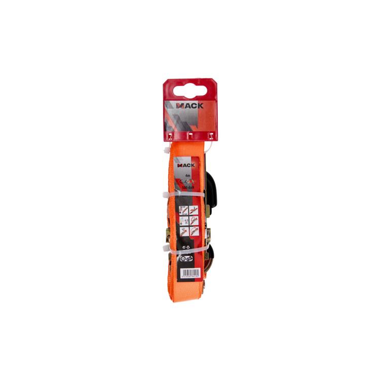 Mack 1023390 – Spanngurt 2d, Ratschenspanner, S-Haken, 25 mm – 4 m, max. 500 kg | 2 Stk