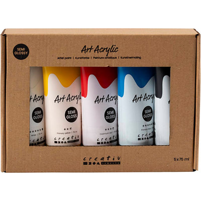 Creativ Company Pigment Art Acrylfarbe Primärfarben, 5x75ml