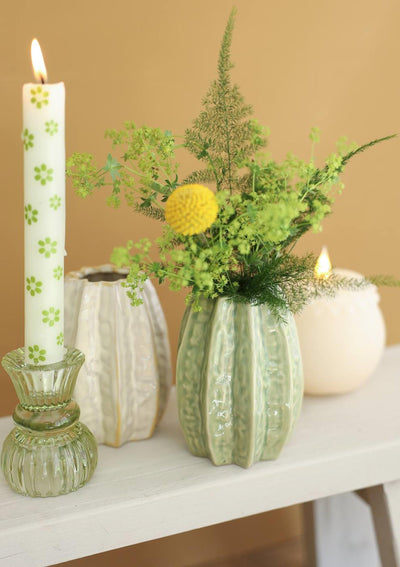 Ideen 4 Jahreszeiten Karambolenvase ã˜8,5 x H.11 cm 2-fach cremegrüne Keramik