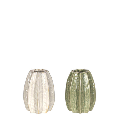 Ideen 4 Jahreszeiten Karambolenvase ã˜8,5 x H.11 cm 2-fach cremegrüne Keramik