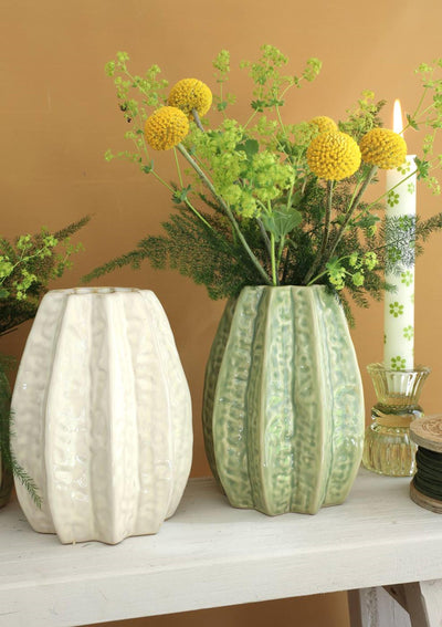 Ideen 4 Jahreszeiten Karambolenvase ã˜11,5 x H.15 cm 2-fach cremegrüne Keramik