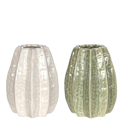 Ideen 4 Jahreszeiten Karambolenvase ã˜11,5 x H.15 cm 2-fach cremegrüne Keramik