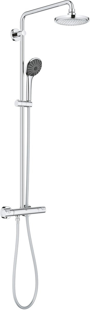 Grohe Vitalio Joy 180 Duschsystem – Regenbrause ø 18 cm – mit Thermostatarmatur – 15 cm Achsabstand – Chrom