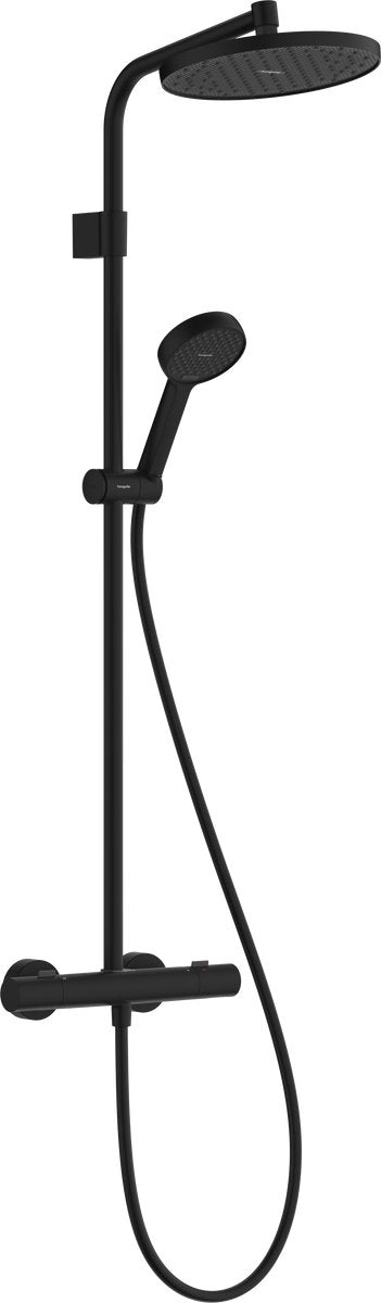 Hansgrohe activatera s - Showerpipe - Ecosmart Wassersparen - Ecostat Thermostat - 240mm Größe - 1 Strahlfunktion - Mattschwarz