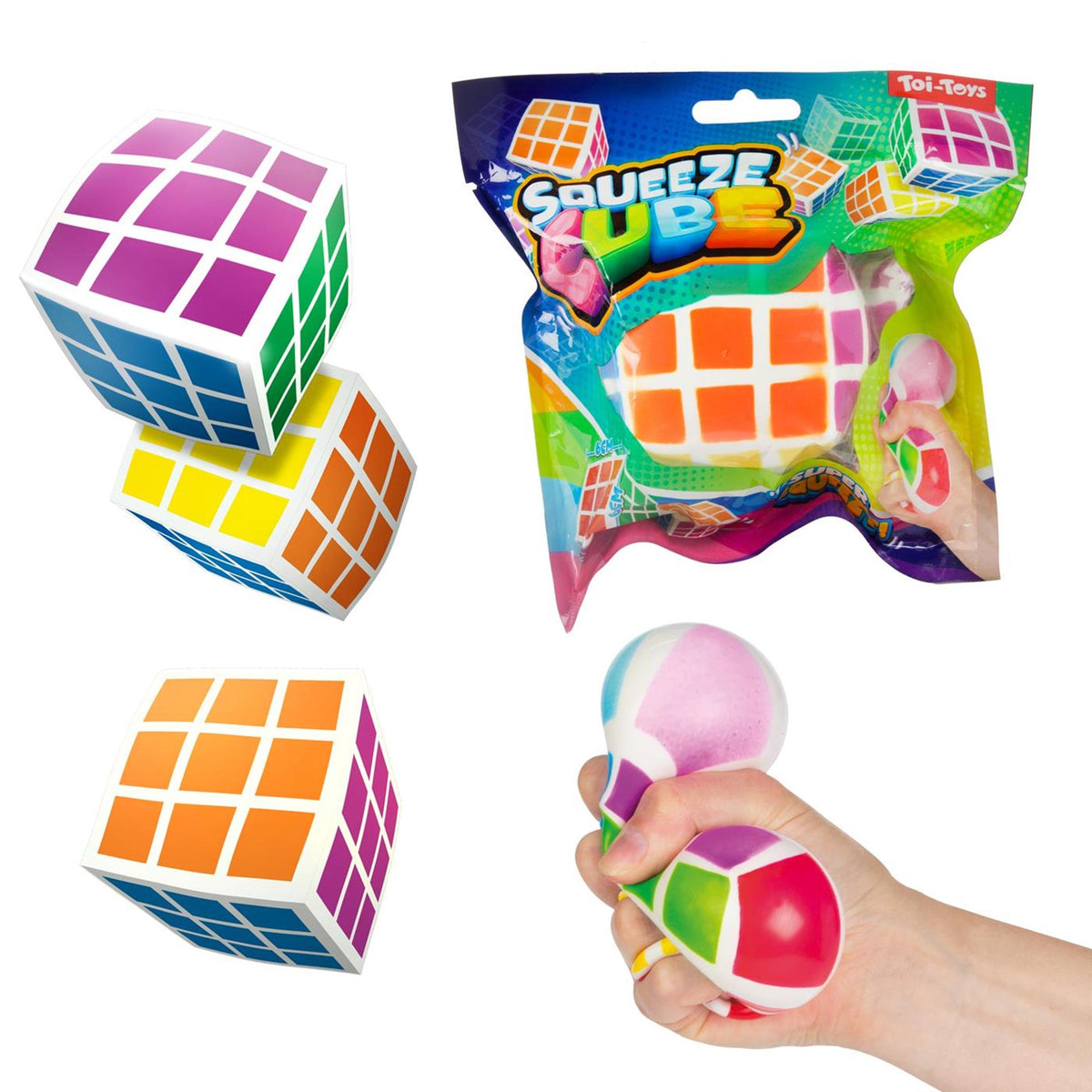 Toi-toys Quetschwürfel Zauberpuzzle 6 cm | 6 Stück