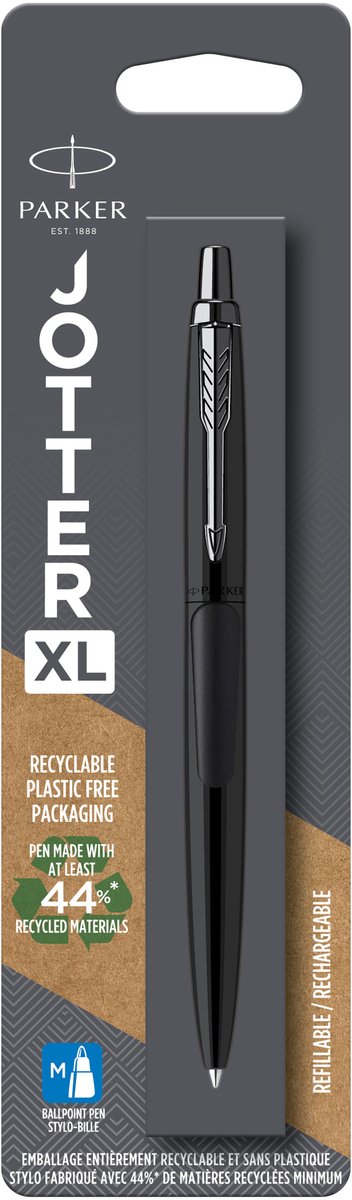 Parker Jotter XL Kugelschreiber | monochrom mattschwarz | mittlerer Punkt | blaue Tinte