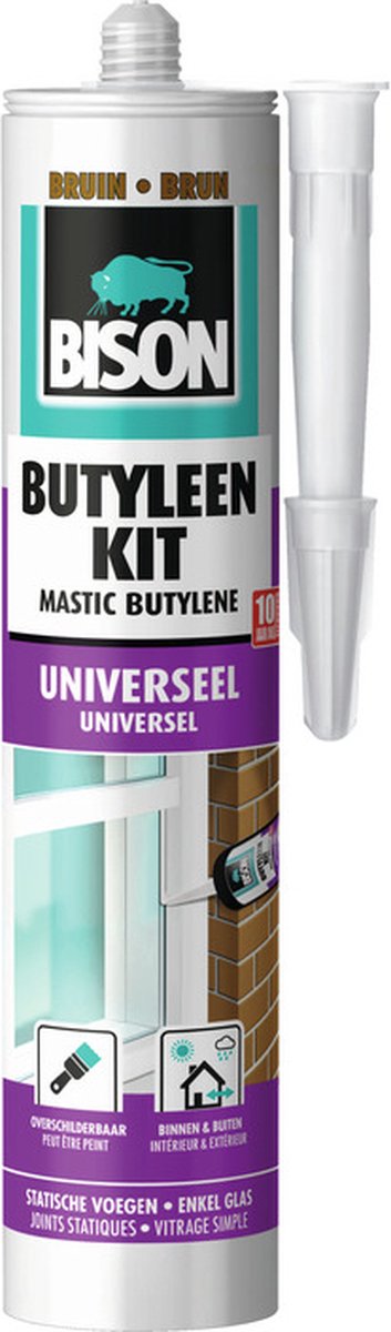 Bison Butylen-Dichtstoff braun Kartusche 300 ml, Fugendichtstoff, Tür- und Fensterrahmen, Fensterbänke, Wandpaneele, überstreichbar, wasserbeständig, temperaturbeständig von -20°C bis +80°C