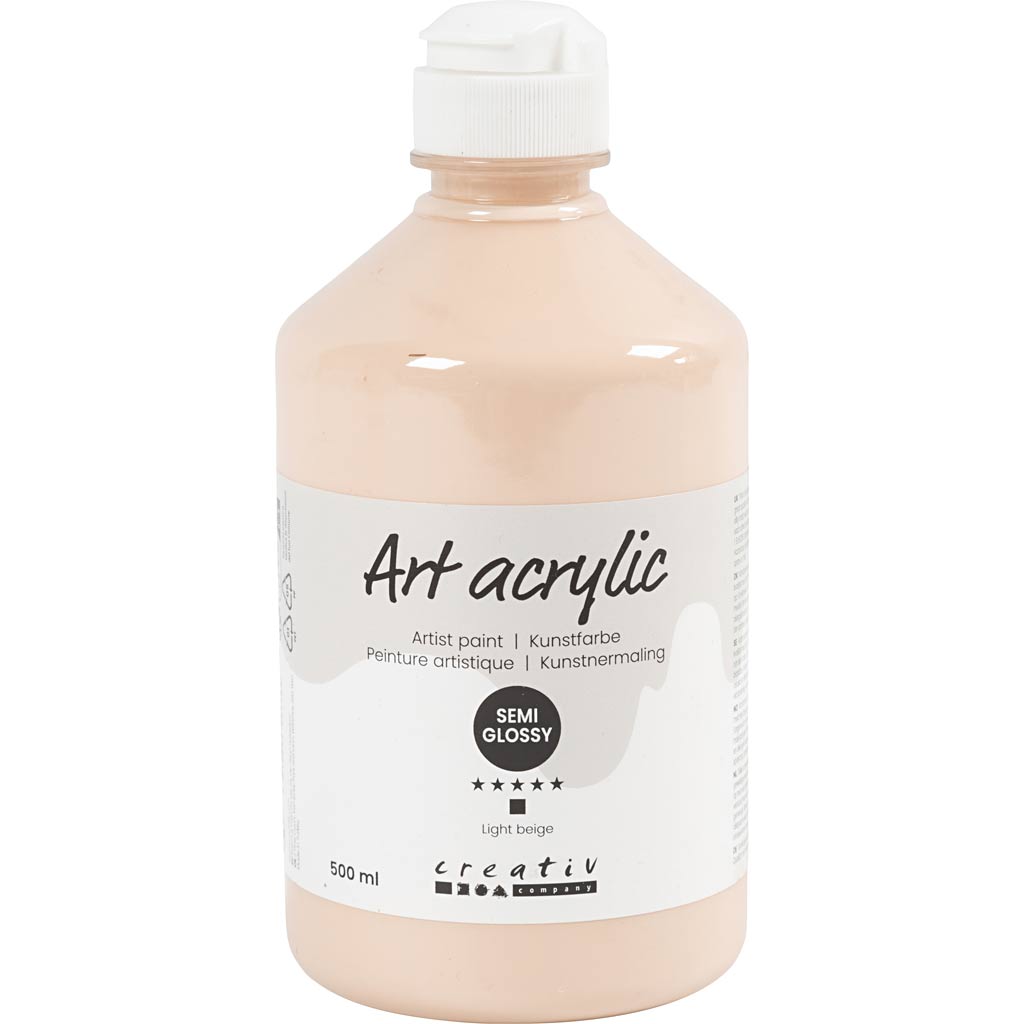Creativ Company Acrylfarbe, seidenmatt, deckend, hellbeige, 500 ml 1 Flasche