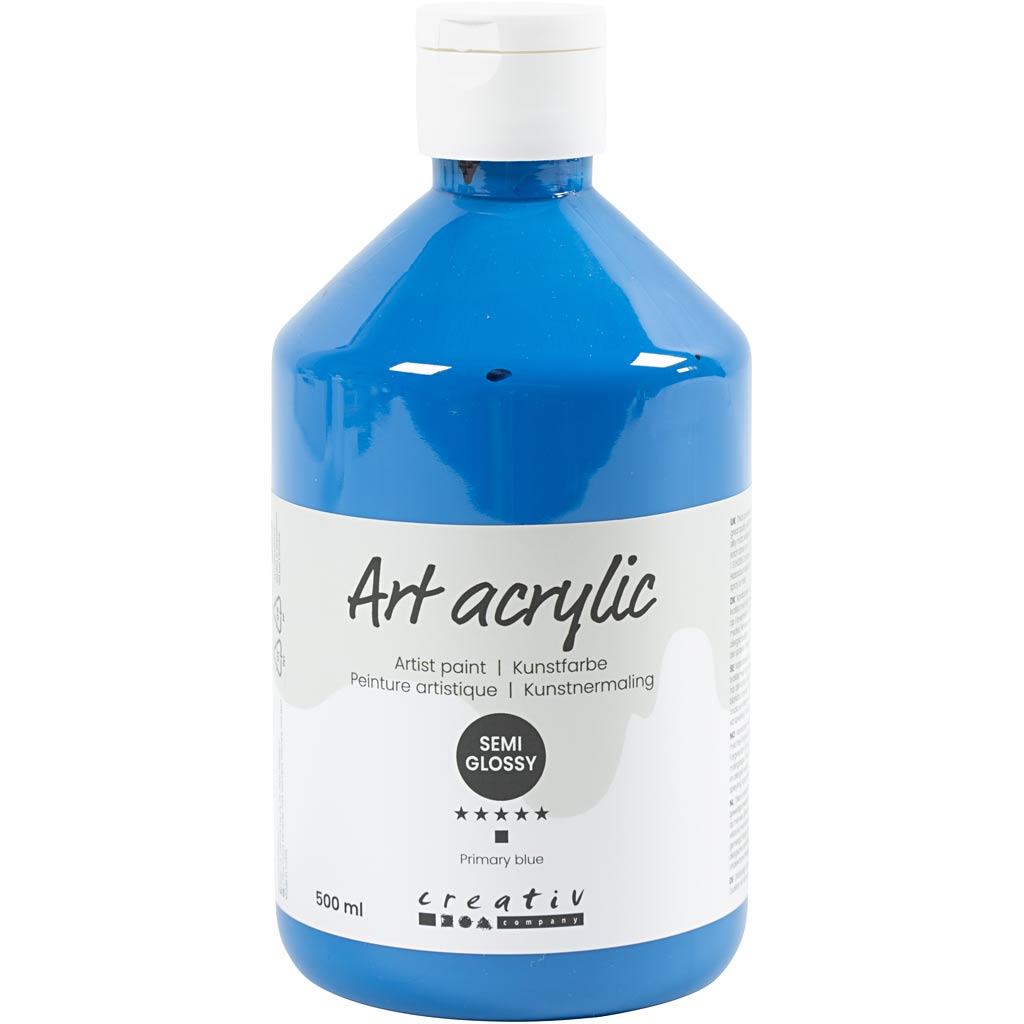 Creativ Company Acrylfarbe, seidenmatt, transparent, Primärblau, 500 ml 1 Flasche